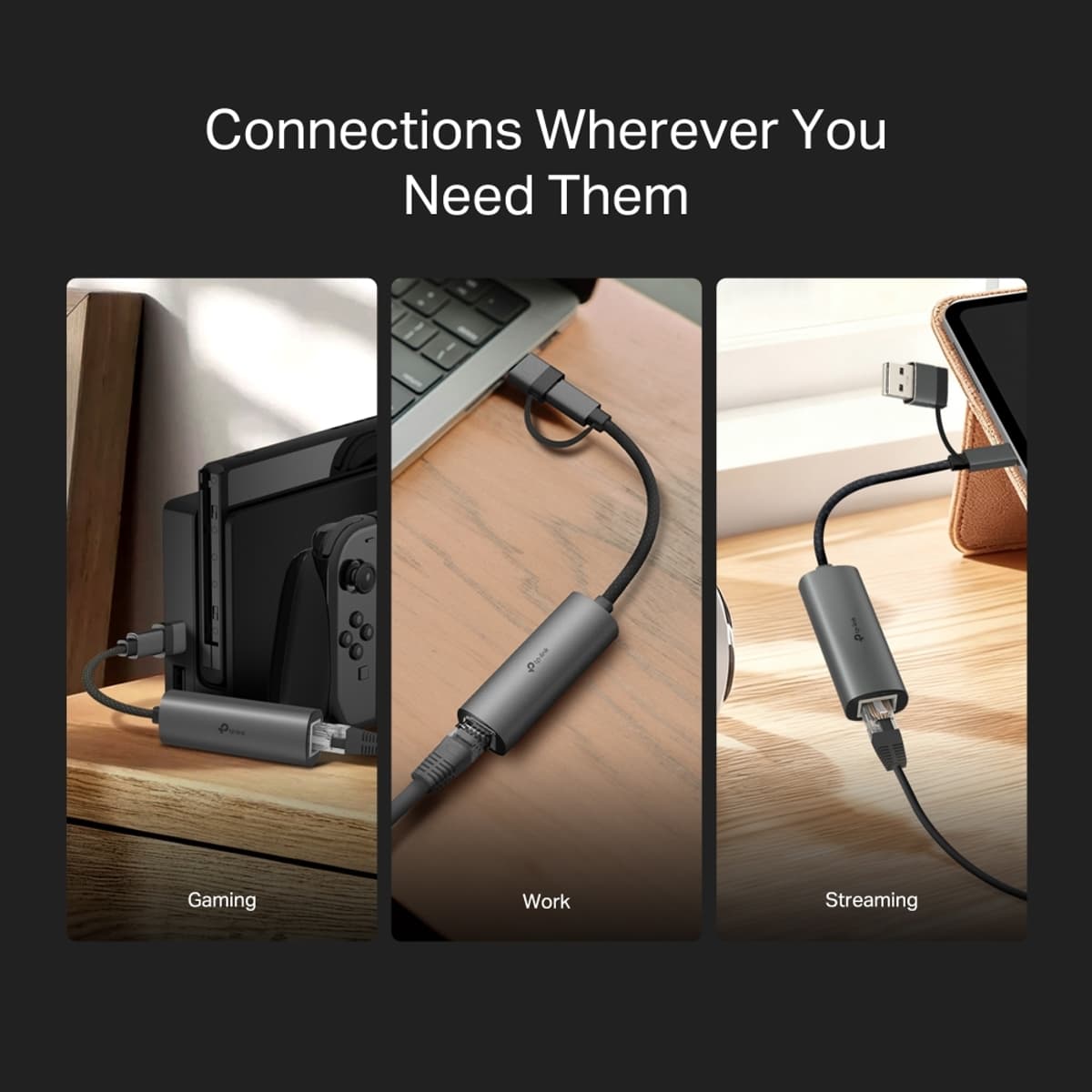 TP-Link UE310C, USB-A/C Síťový adaptér, 2.5G