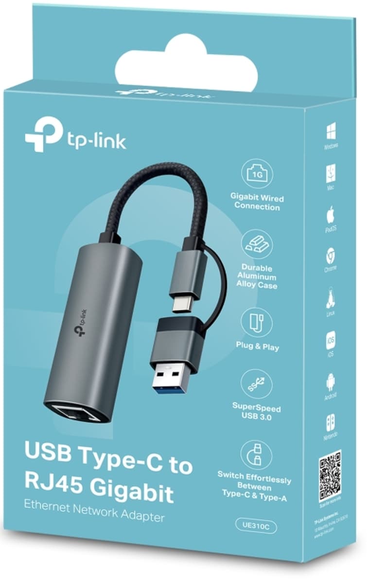 TP-Link UE310C, USB-A/C Síťový adaptér, 2.5G