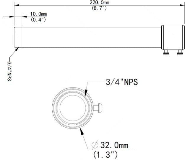 UNV TR-SE24-IN - Prodloužená stropního uchycení, 220mm