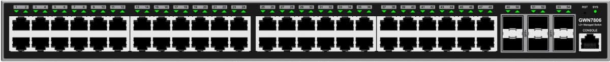 Grandstream GWN7806 Layer 2+ Managed Network Switch, 48 portů / 6 SFP+