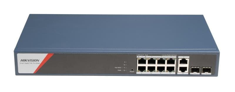 Hikvision DS-3E1512HP-SI-8P2T2F PoE Smart managed Switch, 8x PoE, 130W
