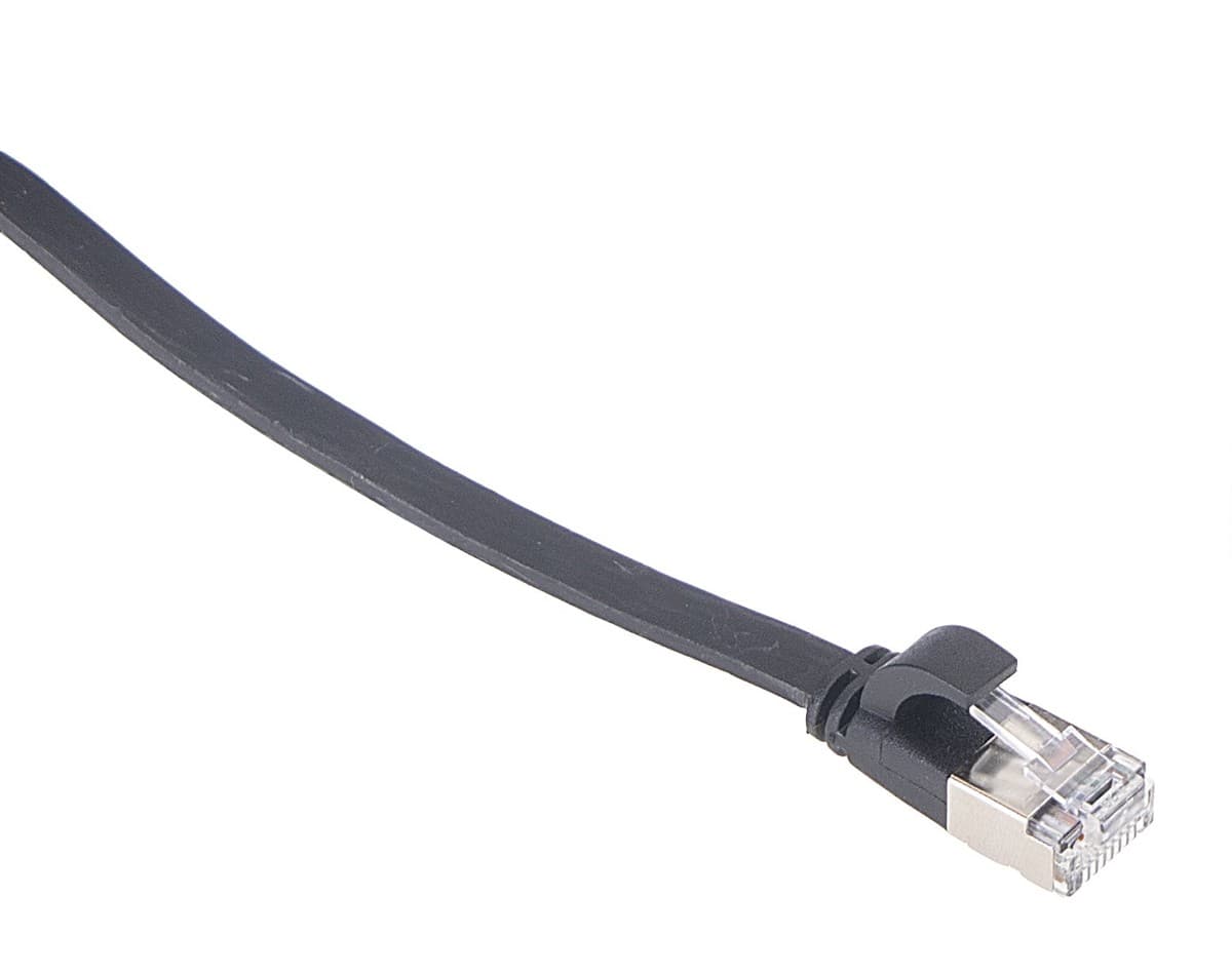 Masterlan comfort patch kabel U/FTP, flat, Cat6A, 0,25m, černý, LSZH