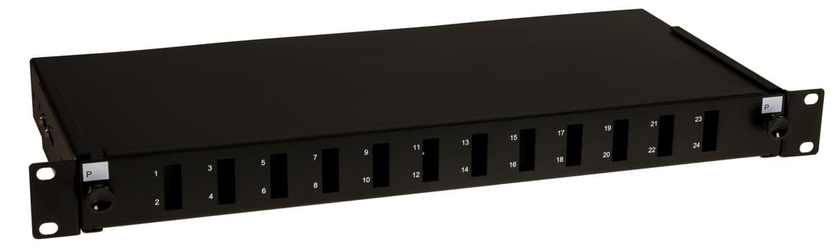 Masterlan optická vana 12x SC Duplex, patch panel vč. kazety, 1U, 19", černá