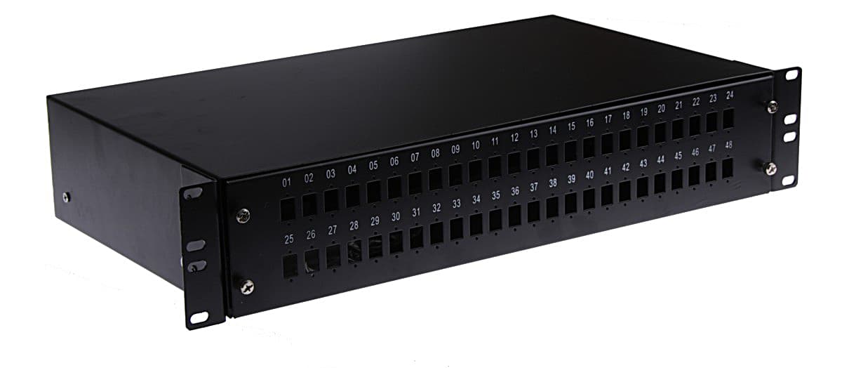 Masterlan optická vana 48x SC Simplex, patch panel vč. kazety, 2U, 19", černá