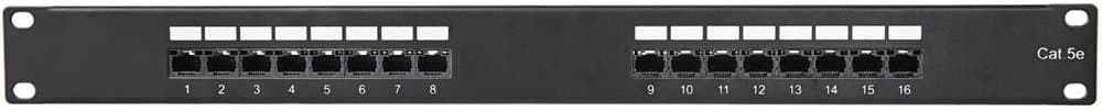 Masterlan patch panel 19", 16xRJ45, Cat5e, 1U, s vyvazovací lištou, černý