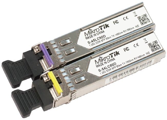 MikroTik SFP optický modul S-45/54LC80D, SM, 80km, 1.25G (pár)